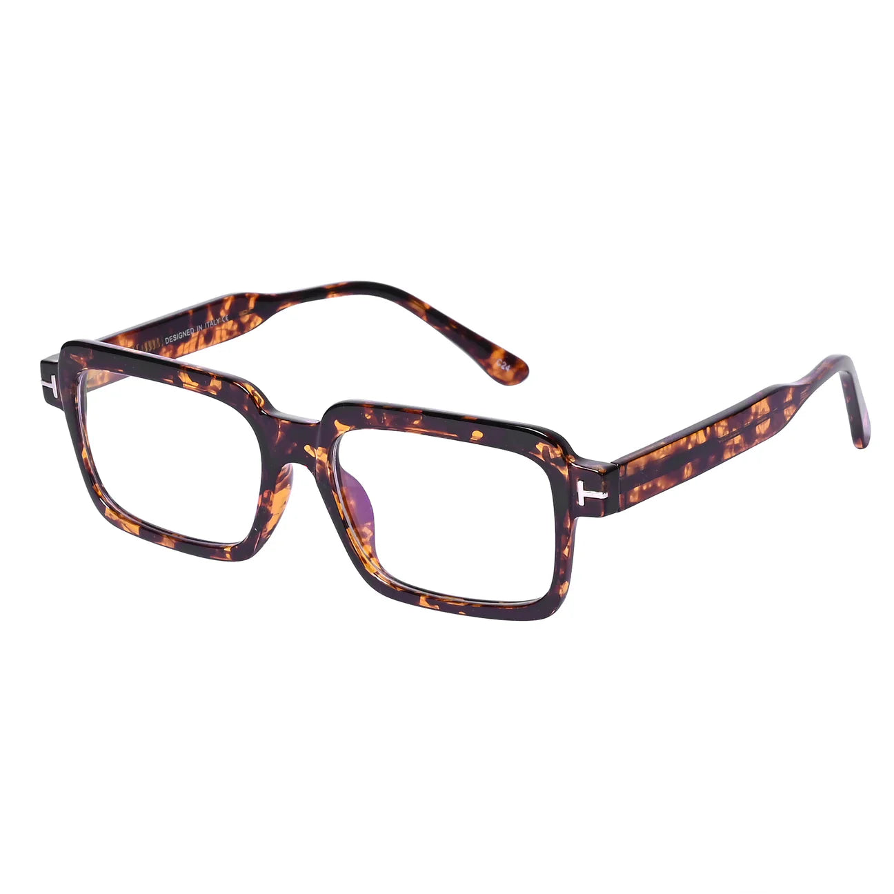 Premium Pure Sheet Square Eyeglasses (Tiger Print)