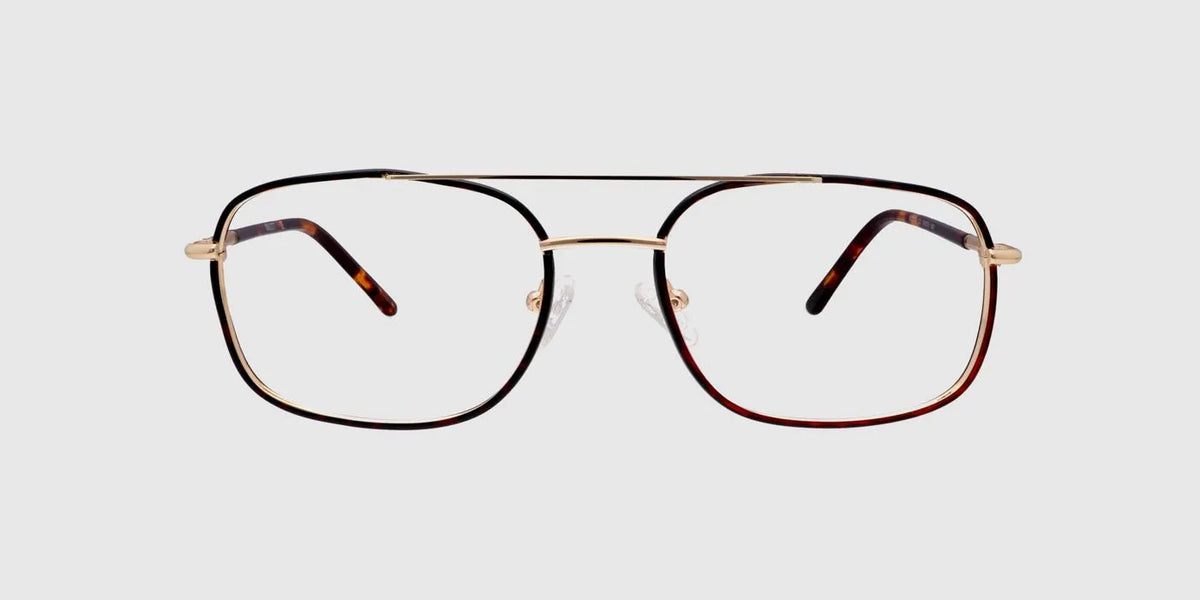 SCOTT Gold and brown Full rim Wayfarer Eyeglasses for Men