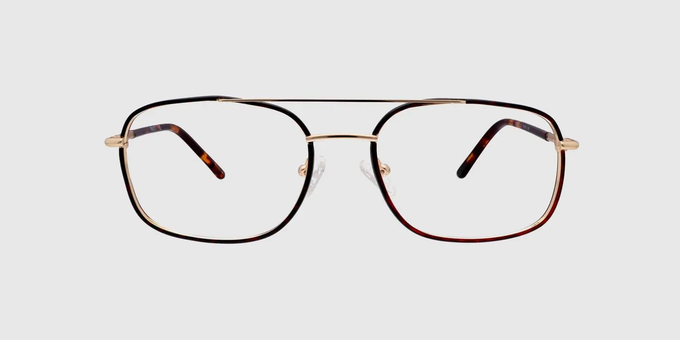 SCOTT Gold and brown Full rim Wayfarer Eyeglasses for Men