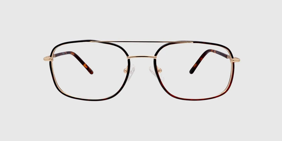 SCOTT Gold and brown Full rim Wayfarer Eyeglasses for Men