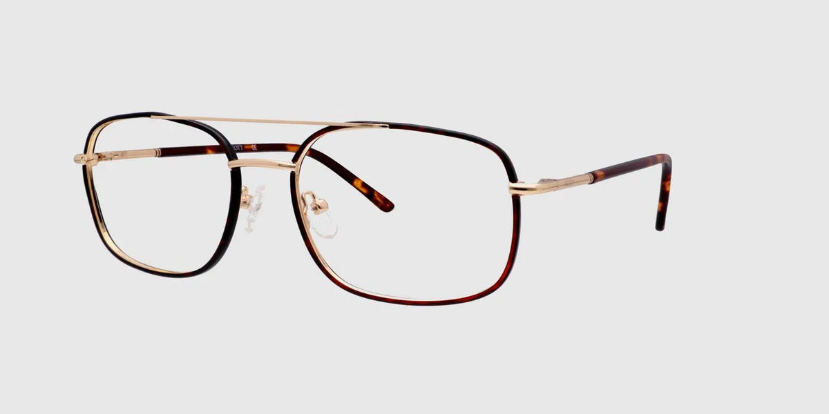 SCOTT Gold and brown Full rim Wayfarer Eyeglasses for Men