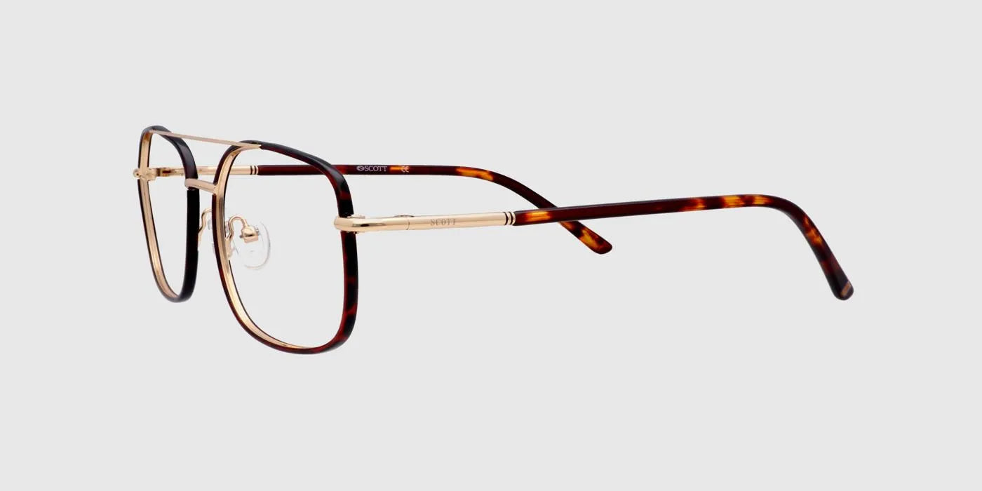 SCOTT Gold and brown Full rim Wayfarer Eyeglasses for Men