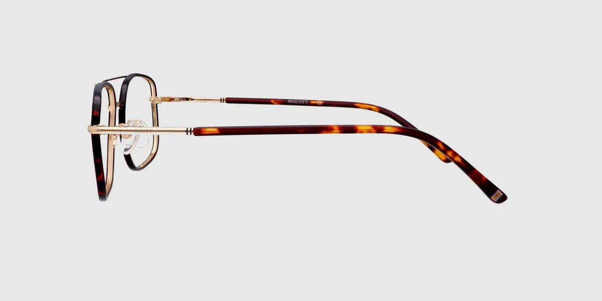 SCOTT Gold and brown Full rim Wayfarer Eyeglasses for Men