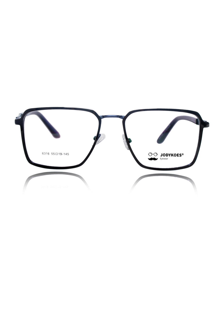 Founder's Edition Square Metal Titanium Eyeglass Frame | Premium Luxury Titanium Eyewear Glasses (Black-Blue)
