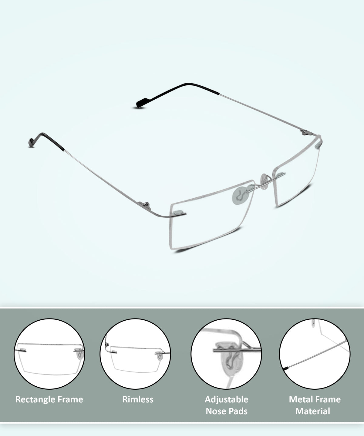 Rectangle Signature Rimless Frame (Silver)