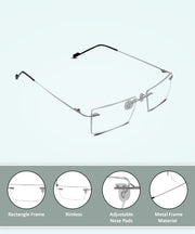 Rectangle Signature Rimless Frame (Silver)