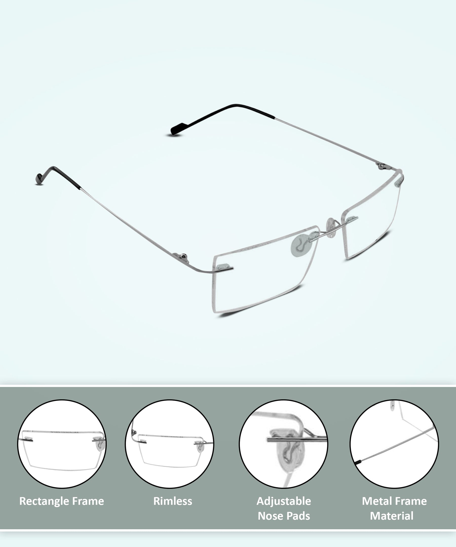 Rectangle Signature Rimless Frame (Silver)