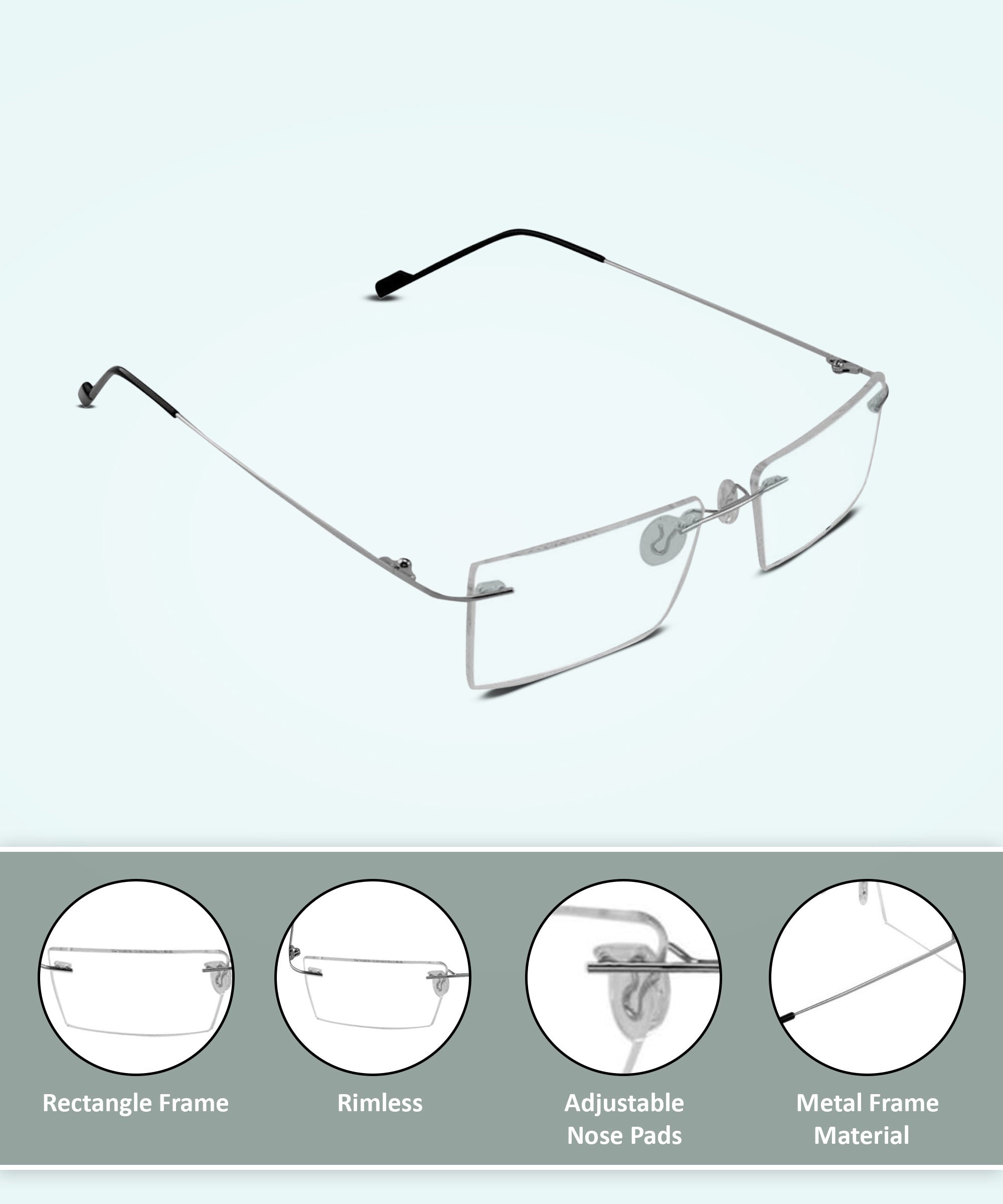 Rectangle Signature Rimless Frame (Silver)