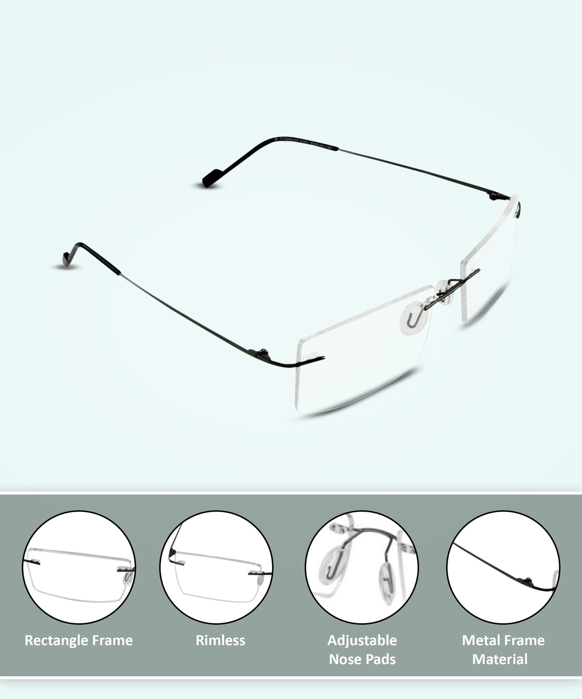 Rectangle Signature Rimless Frame (Black)