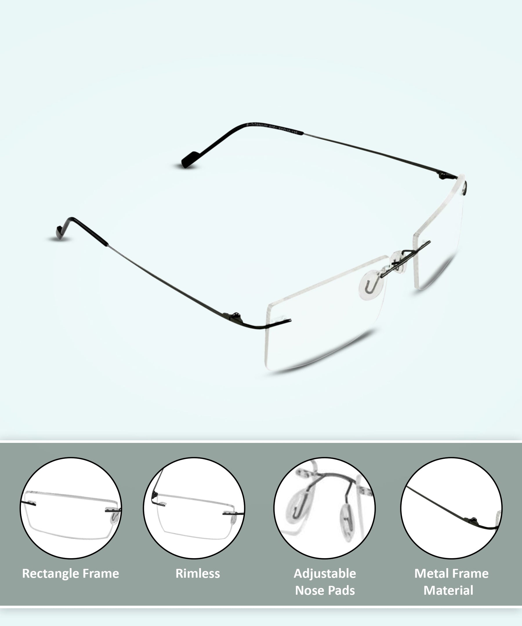 Rectangle Signature Rimless Frame (Black)