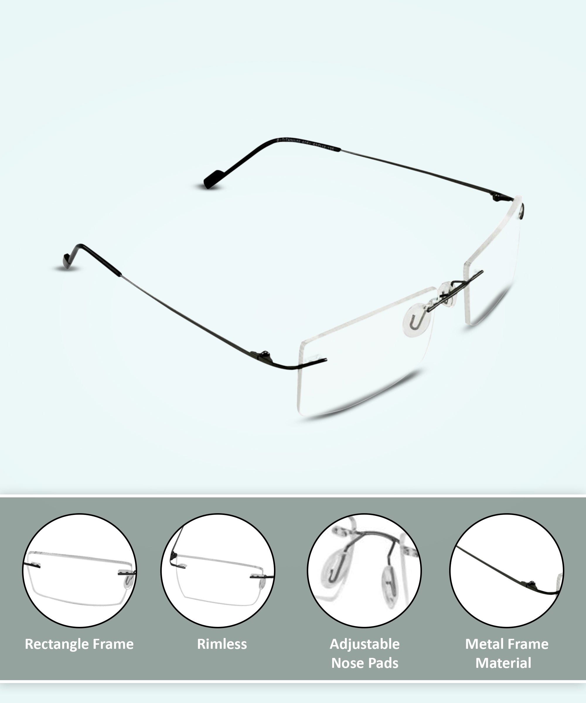 Rectangle Signature Rimless Frame (Black)