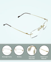 Rectangle Signature Rimless Frame (Gold)