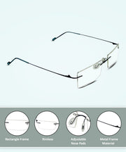 Rectangle Signature Rimless Frame (Blue)