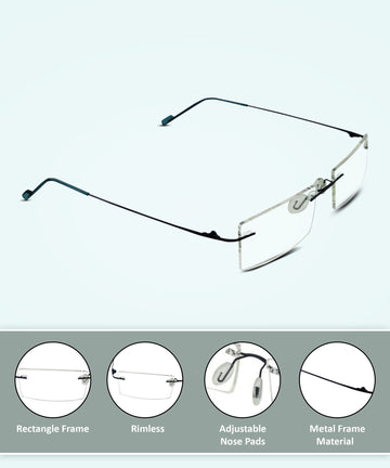 Rectangle Signature Rimless Frame (Blue)
