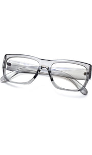 Thick Frame Unisex Anti Glare Eyeglasses Eyewear Spectacle (Grey Transparent)