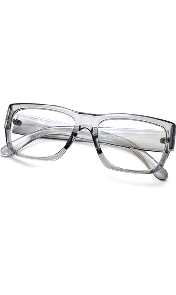 Thick Frame Unisex Anti Glare Eyeglasses Eyewear Spectacle (Grey Transparent)
