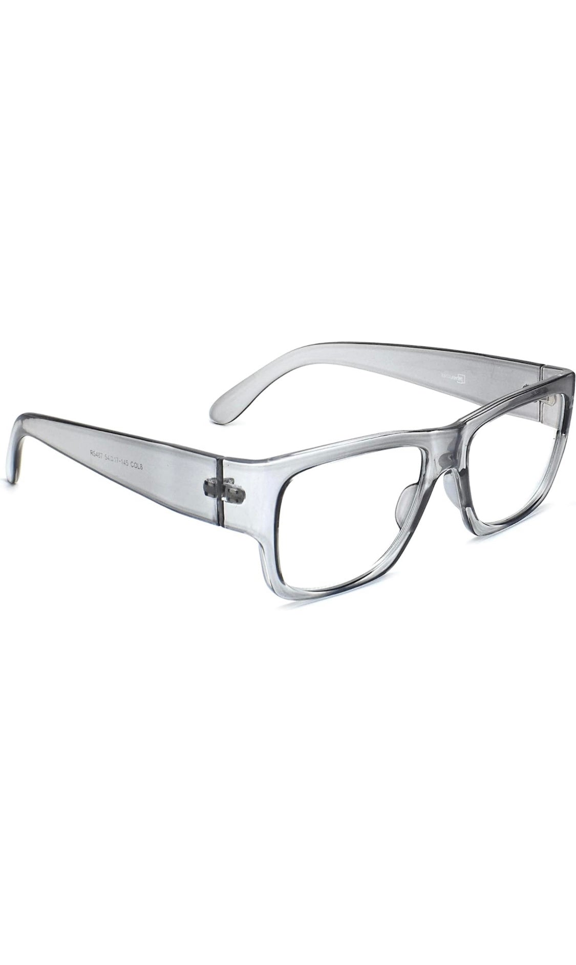 Thick Frame Unisex Anti Glare Eyeglasses Eyewear Spectacle (Grey Transparent)