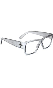 Thick Frame Unisex Anti Glare Eyeglasses Eyewear Spectacle (Grey Transparent)