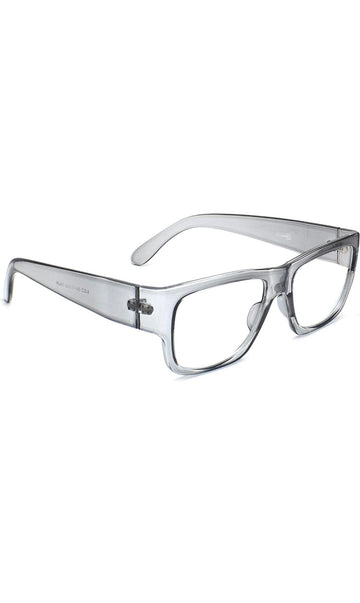 Thick Frame Unisex Anti Glare Eyeglasses Eyewear Spectacle (Grey Transparent)