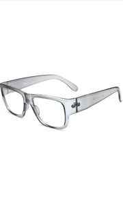 Thick Frame Unisex Anti Glare Eyeglasses Eyewear Spectacle (Grey Transparent)