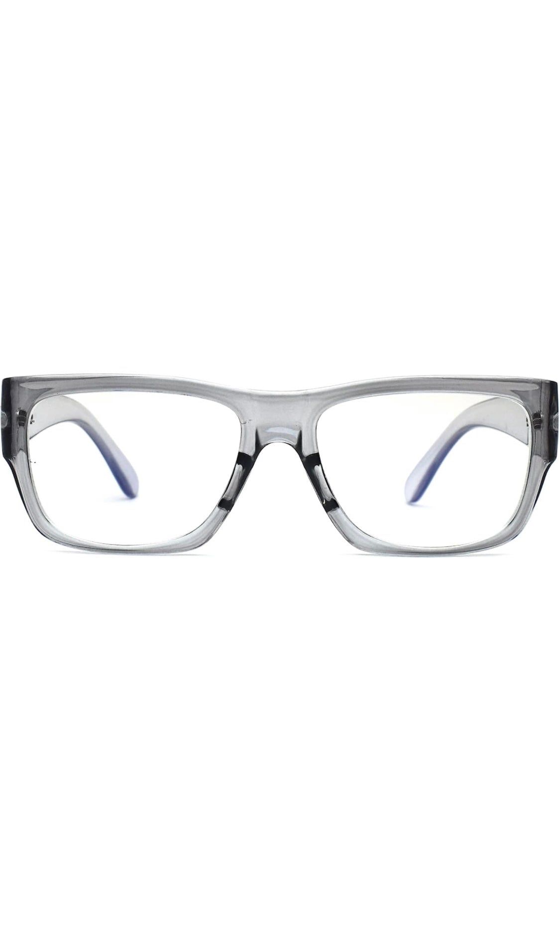 Thick Frame Unisex Anti Glare Eyeglasses Eyewear Spectacle (Grey Transparent)