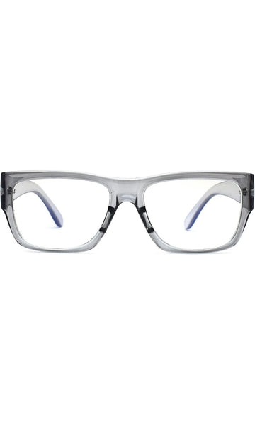 Thick Frame Unisex Anti Glare Eyeglasses Eyewear Spectacle (Grey Transparent)