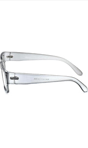 Thick Frame Unisex Anti Glare Eyeglasses Eyewear Spectacle (Grey Transparent)