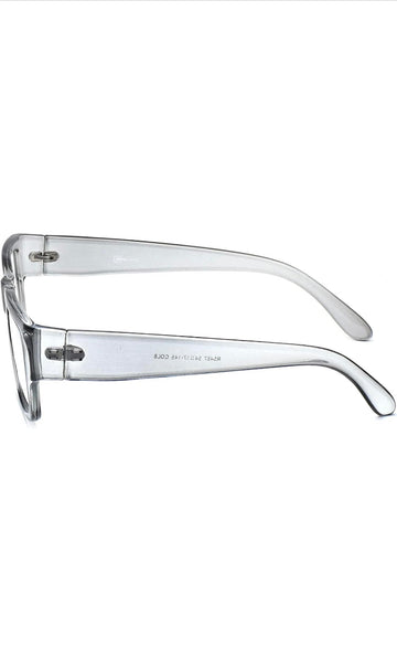 Thick Frame Unisex Anti Glare Eyeglasses Eyewear Spectacle (Grey Transparent)