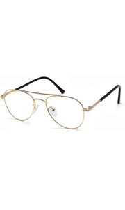 Unisex Aviator Blu Cut Blue ray Protection Anti Glare Zero Power Computer Protection Eyeglasses For Men and Women Spectacle Frame (Gold)