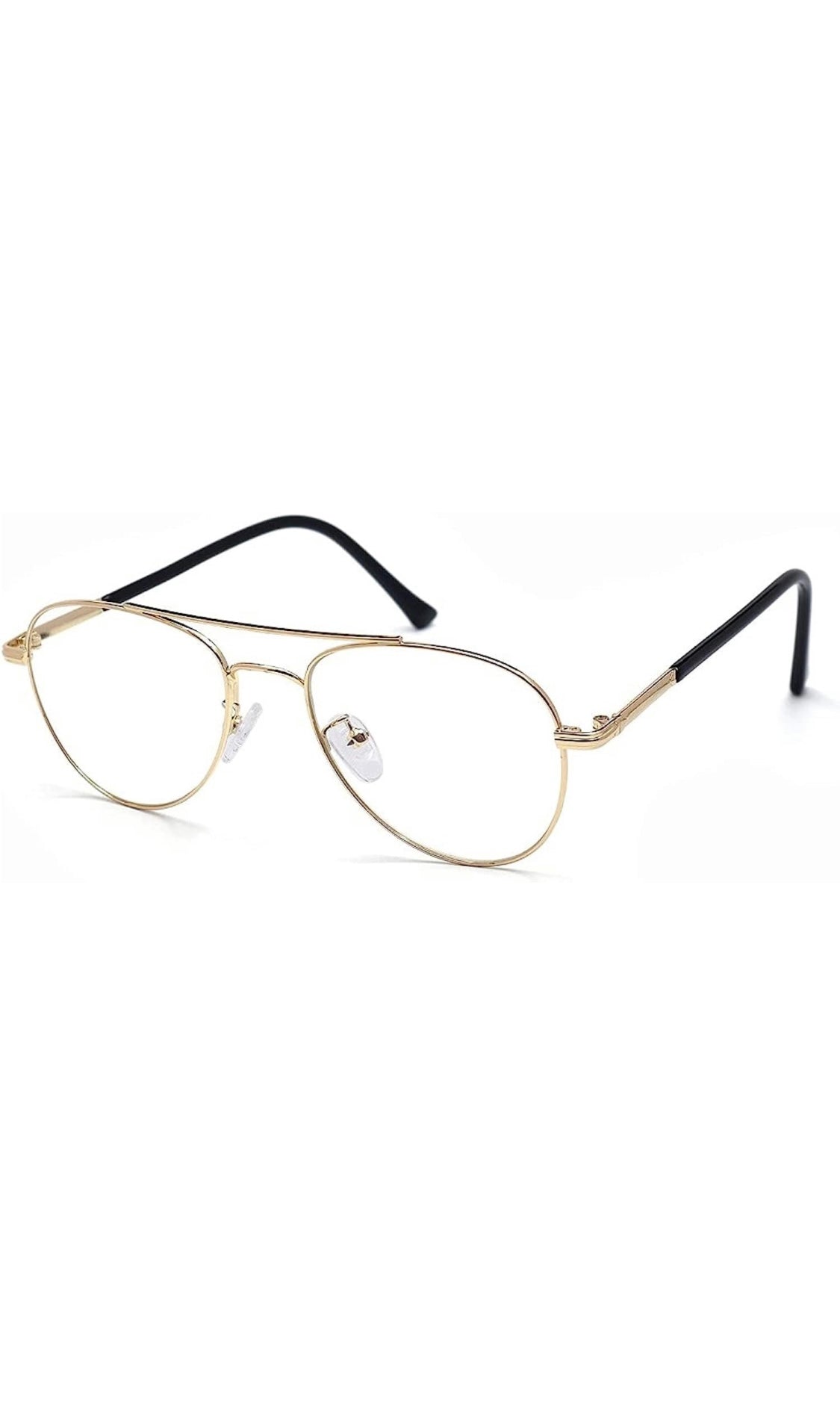 Unisex Aviator Blu Cut Blue ray Protection Anti Glare Zero Power Computer Protection Eyeglasses For Men and Women Spectacle Frame (Gold)