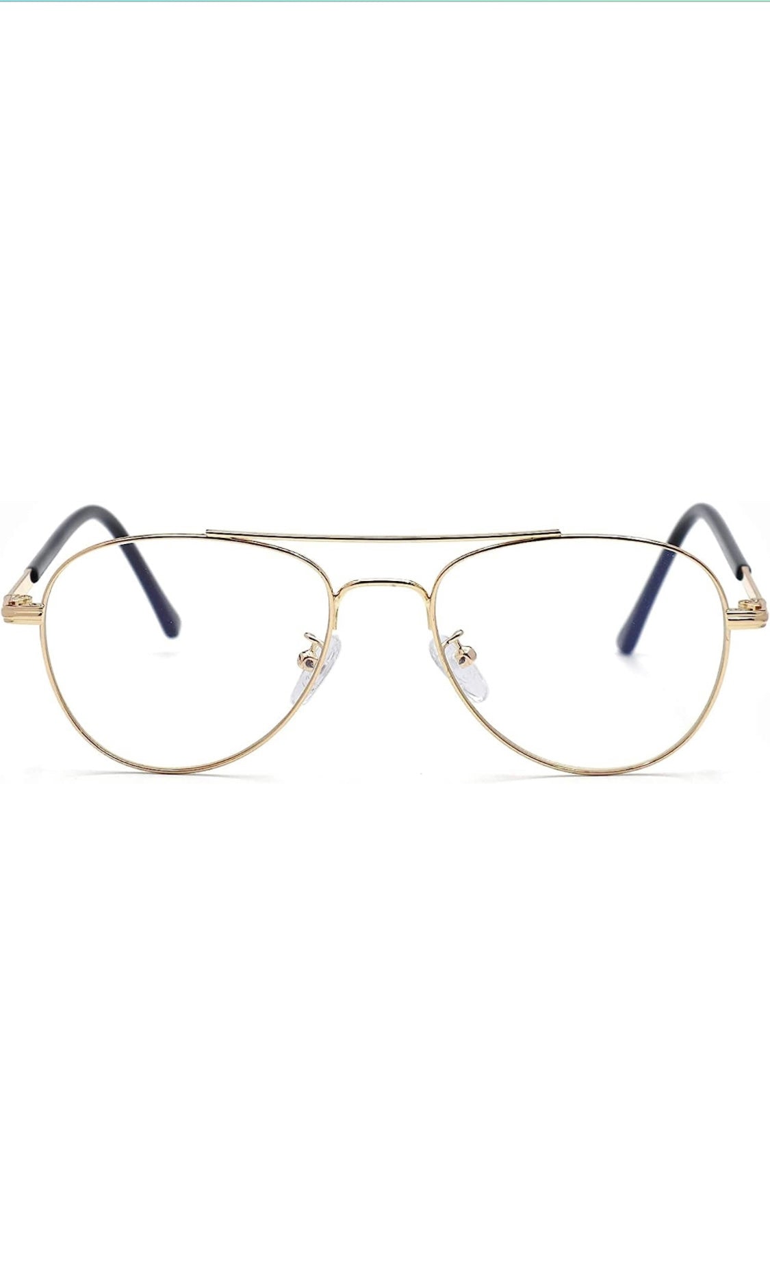 Unisex Aviator Blu Cut Blue ray Protection Anti Glare Zero Power Computer Protection Eyeglasses For Men and Women Spectacle Frame (Gold)