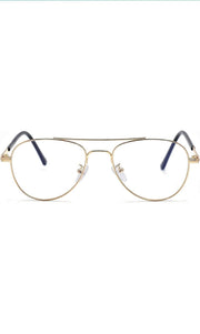 Unisex Aviator Blu Cut Blue ray Protection Anti Glare Zero Power Computer Protection Eyeglasses For Men and Women Spectacle Frame (Gold)