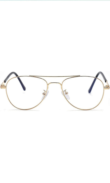 Unisex Aviator Blu Cut Blue ray Protection Anti Glare Zero Power Computer Protection Eyeglasses For Men and Women Spectacle Frame (Gold)