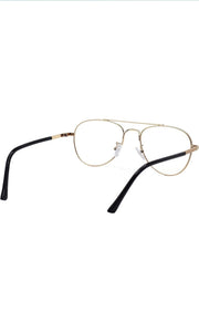 Unisex Aviator Blu Cut Blue ray Protection Anti Glare Zero Power Computer Protection Eyeglasses For Men and Women Spectacle Frame (Gold)