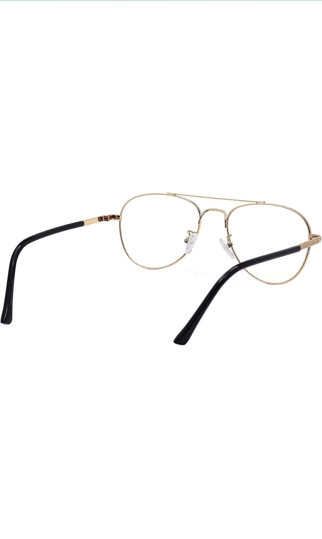 Unisex Aviator Blu Cut Blue ray Protection Anti Glare Zero Power Computer Protection Eyeglasses For Men and Women Spectacle Frame (Gold)