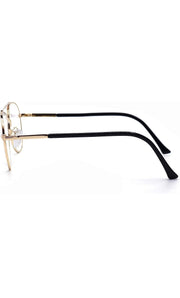 Unisex Aviator Blu Cut Blue ray Protection Anti Glare Zero Power Computer Protection Eyeglasses For Men and Women Spectacle Frame (Gold)