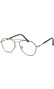 Unisex Aviator Blu Cut Blue ray Protection Anti Glare Zero Power Computer Protection Eyeglasses For Men and Women Spectacle Frame (Black & Gold)
