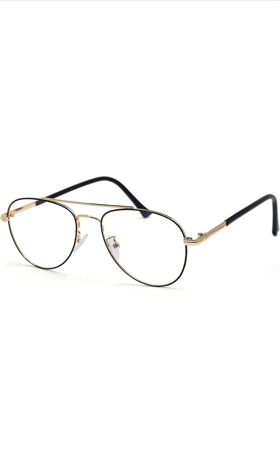 Unisex Aviator Blu Cut Blue ray Protection Anti Glare Zero Power Computer Protection Eyeglasses For Men and Women Spectacle Frame (Black & Gold)