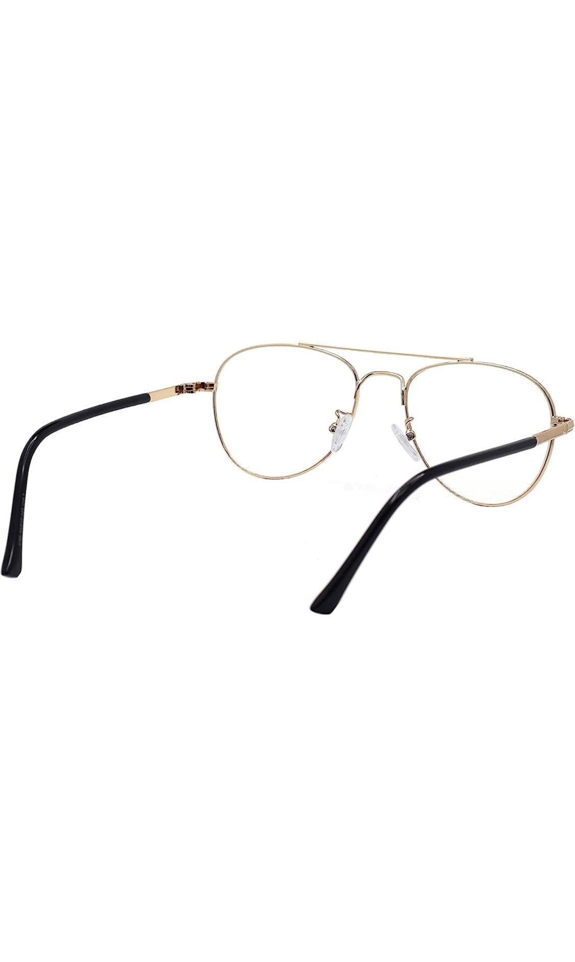 Unisex Aviator Blu Cut Blue ray Protection Anti Glare Zero Power Computer Protection Eyeglasses For Men and Women Spectacle Frame (Black & Gold)