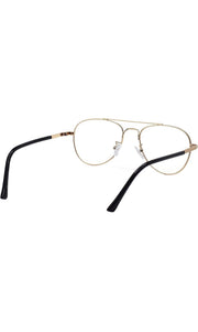 Unisex Aviator Blu Cut Blue ray Protection Anti Glare Zero Power Computer Protection Eyeglasses For Men and Women Spectacle Frame (Black & Gold)