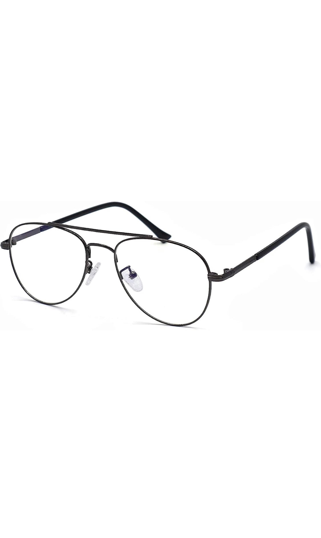 Unisex Aviator Blu Cut Blue ray Protection Anti Glare Zero Power Computer Protection Eyeglasses For Men and Women Spectacle Frame (Black)