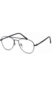 Unisex Aviator Blu Cut Blue ray Protection Anti Glare Zero Power Computer Protection Eyeglasses For Men and Women Spectacle Frame (Black)