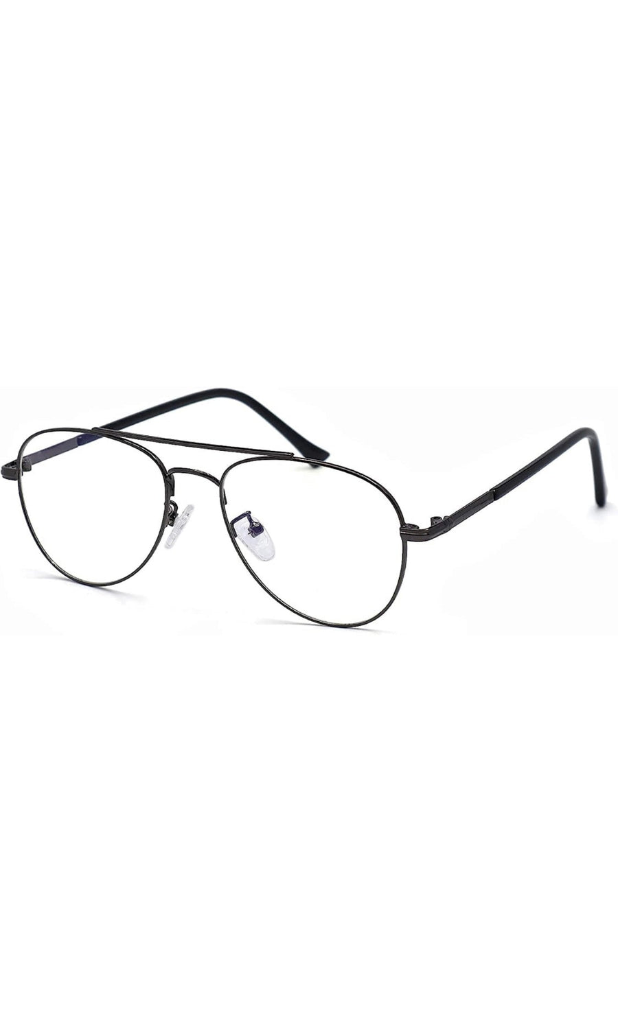 Unisex Aviator Blu Cut Blue ray Protection Anti Glare Zero Power Computer Protection Eyeglasses For Men and Women Spectacle Frame (Black)