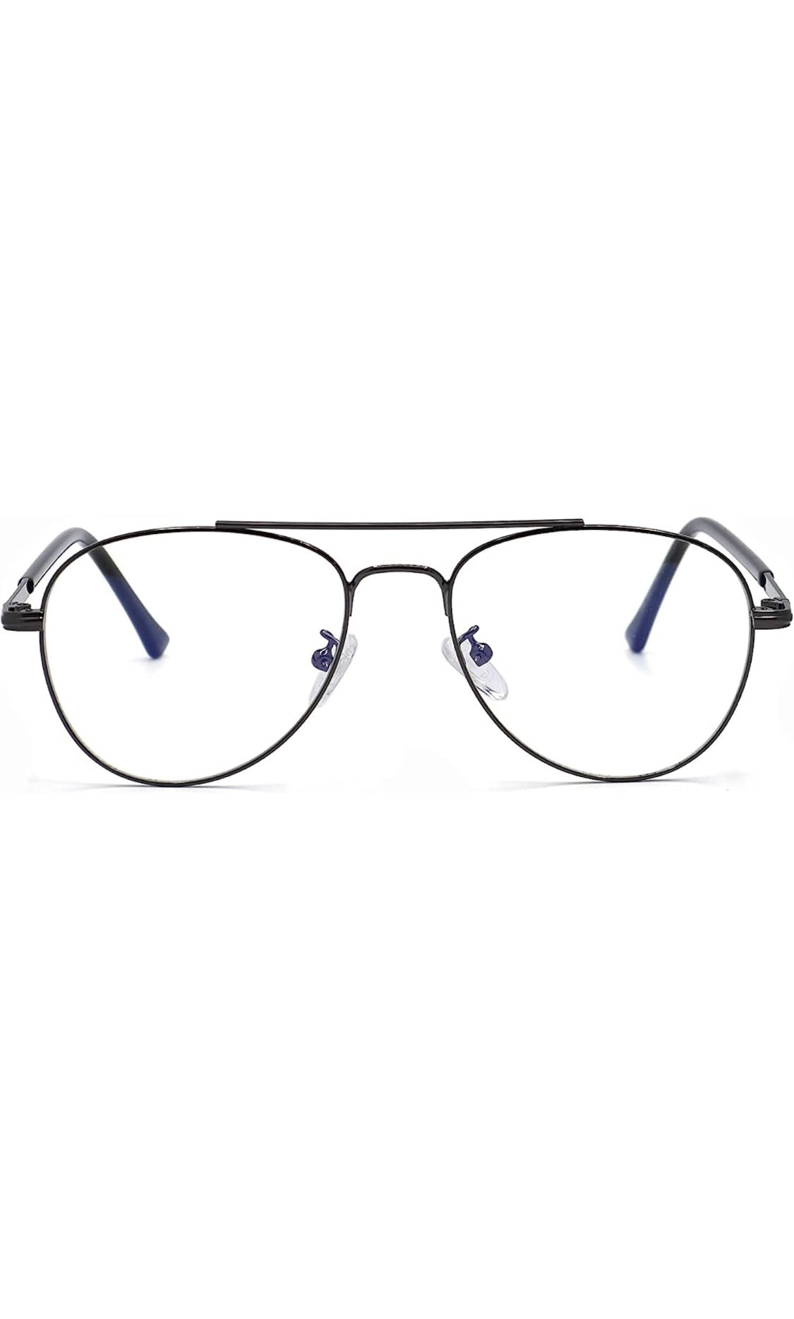 Unisex Aviator Blu Cut Blue ray Protection Anti Glare Zero Power Computer Protection Eyeglasses For Men and Women Spectacle Frame (Black)