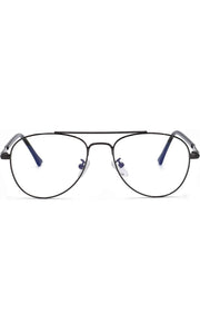 Unisex Aviator Blu Cut Blue ray Protection Anti Glare Zero Power Computer Protection Eyeglasses For Men and Women Spectacle Frame (Black)