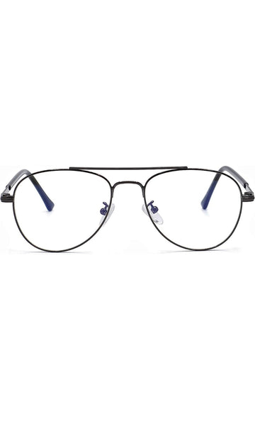 Unisex Aviator Blu Cut Blue ray Protection Anti Glare Zero Power Computer Protection Eyeglasses For Men and Women Spectacle Frame (Black)