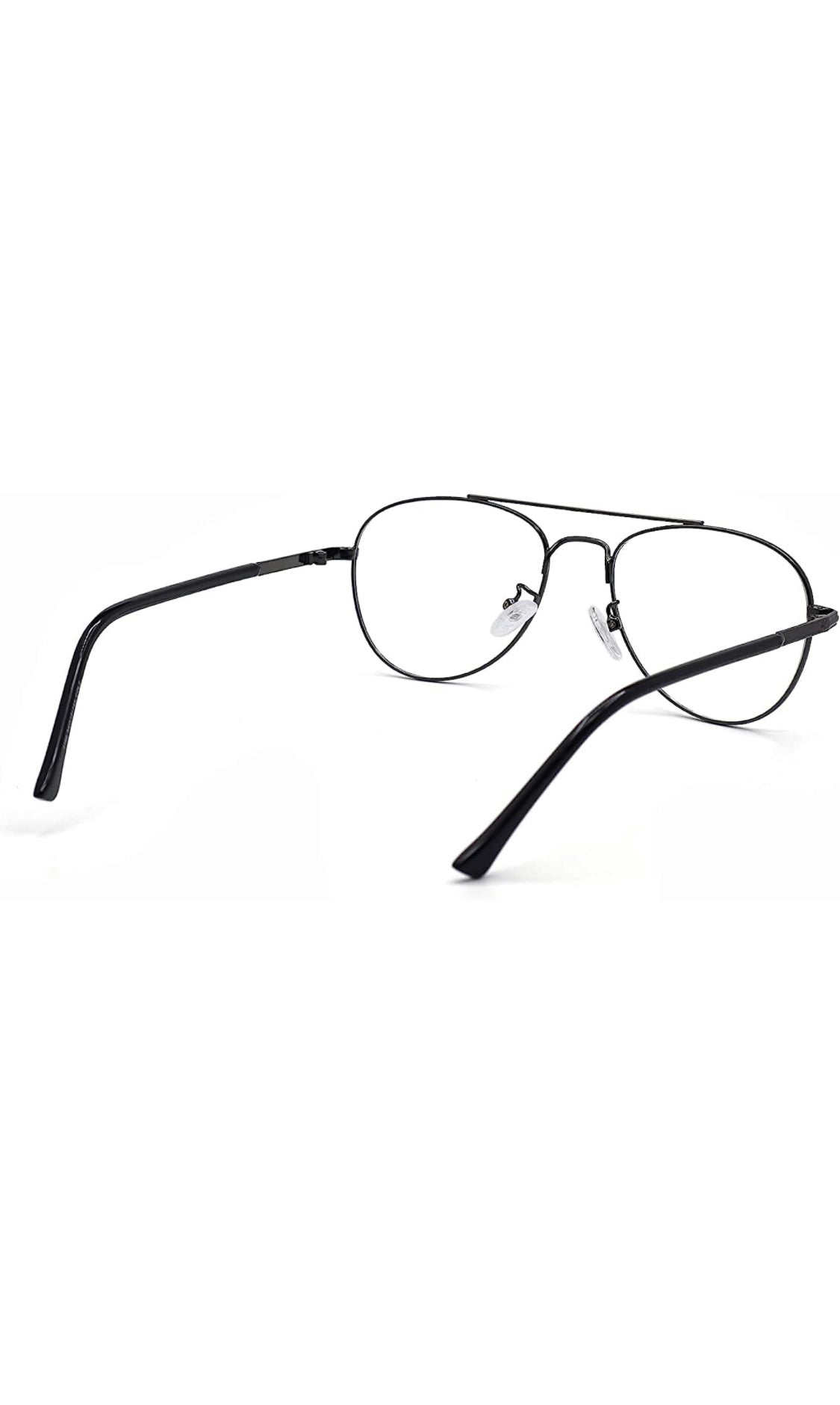 Unisex Aviator Blu Cut Blue ray Protection Anti Glare Zero Power Computer Protection Eyeglasses For Men and Women Spectacle Frame (Black)