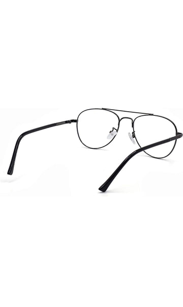 Unisex Aviator Blu Cut Blue ray Protection Anti Glare Zero Power Computer Protection Eyeglasses For Men and Women Spectacle Frame (Black)