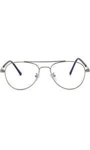 Unisex Aviator Blu Cut Blue ray Protection Anti Glare Zero Power Computer Protection Eyeglasses For Men and Women Spectacle Frame (Silver)