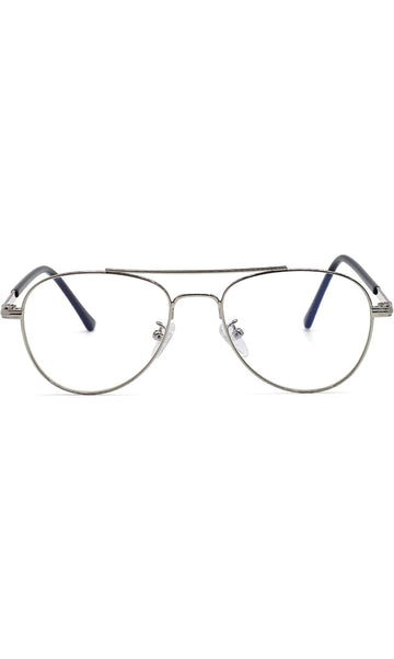 Unisex Aviator Blu Cut Blue ray Protection Anti Glare Zero Power Computer Protection Eyeglasses For Men and Women Spectacle Frame (Silver)
